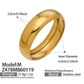 Tabla de tallas detallada que muestra el ancho de 20 mm y el diámetro del brazalete de oro - M Dorado (20mm de Ancho)