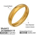 Brazalete de acero inoxidable pulido de 1,5 cm de ancho con baño de oro de 18 quilates - S Dorado (15mm de Ancho)