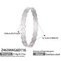 Silver quilted stainless steel bangle with sparkling zircons and dimensions marked - Steel Style (Z463)