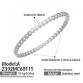 Silver stainless steel beaded bracelet with 5.9cm inner diameter and 4.6mm sphere beads - Artificial Pearl Decor (Z392-A) / Steel