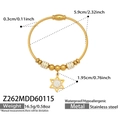 Dettaglio del pendente a stella esagonale placcato oro 18k su bracciale in acciaio e zirconi - Stile Ciondolo Esagramma (Z262-Oro Bracciale)