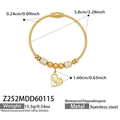 Dettaglio del bracciale a cavo in acciaio dorato con ciondolo a cuore in zircone e misure - Stile Cuore Cavo (Z252-Oro Bracciale)