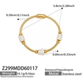 Detail of gold stainless steel snake chain bracelet with micro-pave zircon charms - Z299-Gold Bangle