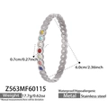 Vergoldetes Edelstahlarmband mit sieben bunten Zirkoniasteinen und Maßangaben im Detail - Silber Armreif (Z563)