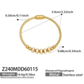 Dettaglio del bracciale in acciaio inossidabile placcato oro 18k con chiusura e dimensioni - Stile Perla con Strass (Z240-Oro Bracciale)