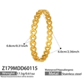 Detail view of 18k gold plated stainless steel heart chain bracelet with dimensions - Hollow Heart Style (Z179-Gold Bangle) / Gold