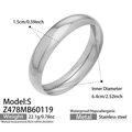 Brazalete rígido de acero inoxidable plateado pulido de 1,5 cm de ancho e hipoalergénico - S Plateado (15mm de Ancho)