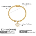 Vista dettagliata del bracciale cuore in acciaio inossidabile dorato con dimensioni - Stile Cuore Pavé (Z238-Oro Bracciale)