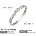 Bracelet torsadé en acier inoxydable argenté avec accents en zircon et finition étanche - Style Strass Texture Torsadée (Z436) / Argent