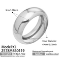 Brazalete de acero inoxidable plateado pulido talla XL con acabado de espejo - XL Plateado (30mm de Ancho)