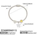 Bracciale in acciaio inossidabile placcato oro 18k con ciondoli zircone fiori e cuore - Stile a Triplo Ciondolo (Z236-Color Acciaio Bracciale)