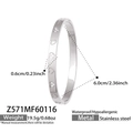 Bracciale rigido a cuore in acciaio inossidabile argento con zirconi e chiusura a scatto - Z571-Bracciale Colore Acciaio