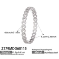 Bracciale a cuore in acciaio inossidabile placcato oro 18k diametro di 6,0cm - Stile Cuore Traforato (Z179-Bracciale Rigido Color Acciaio) / Colore acciaio