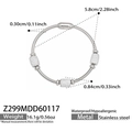 Silver stainless steel snake chain bracelet featuring three pavé zircon cylinders - Z299-Steel Bangle