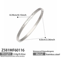 Silver stainless steel zircon bracelet with 6.0cm inner diameter and 0.39cm width specs - Minimalist Single Stone Style (Z581) / Silver