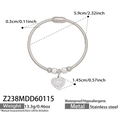 Bracciale a catena serpente in acciaio placcato oro 18k con ciondolo a cuore pavé - Stile Cuore Pavé (Z238-Color Acciaio Bracciale)
