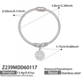 Silver stainless steel snake chain bangle with pave zircon round pendant and charms - Z239-Steel Bangle