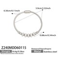 Bracciale in acciaio inossidabile argento con perle di zircone bianco e diametro 5,9 cm - Stile Perla con Strass (Z240-Color Acciaio Bracciale)