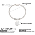 Bracciale a catena a serpente in acciaio inossidabile argento con ciondolo a fiore - Stile Ciondolo a Fiore (Z241-Color Acciaio Bracciale)