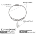 Silver stainless steel cable bracelet with zircons and love heart pendant charms - Z254-Steel Bangle