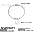 Bracciale serpente in acciaio inox argento con ciondolo a cuore e perle in zircone - Stile Ciondolo a Cuore (Z242-Color Acciaio Bracciale)
