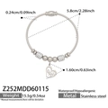Bracciale a cavo in acciaio argento con ciondolo a cuore cavo e dettagli in zircone - Stile Cuore Cavo (Z252-Color Acciaio Bracciale)