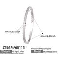 Silver stainless steel geometric bangle with matelassé pattern and small crystals - Quilted Rhinestone Style (Z565-Steel Bangle)