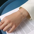 Minimalist 18k gold plated chain bracelet with a sparkling round-cut zircon stone - Rose Gold