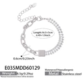 Waterdichte roestvrijstalen armband met zirkonia bestrating en metalen slotdetail - Staalkleur / 15+5cm