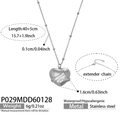 Polished silver heart pendant necklace in stainless steel with bead chain design - Necklace / Steel Color Style (P029)