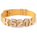 Golden Milanese mesh bracelet with rhinestone 521 charm and adjustable buckle closure - 10mm Stainless Steel Mesh / Gold Bracelet