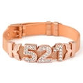 Rose gold mesh bracelet featuring 521 diamond-encrusted numbers and adjustable buckle - 10mm Stainless Steel Mesh / Rose Gold Bracelet
