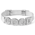 Silver mesh bracelet with GOOD crystal letters and adjustable watch strap buckle style - Good Letter (4654048169384) / Silver Tone Good