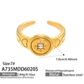 Detail of gold stainless steel star ring with zircon stone and heart engraving - US 6 / Star Rhinestone Style (A735) / Gold