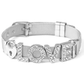 Silver stainless steel mesh bracelet with LOVE letter charms and heart padlock design - Love Letter Heart Key (4654048169387) / Steel Color Love