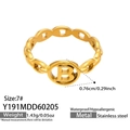 Detail showing gold chain ring with B letter charm, size 7, waterproof stainless steel - US 7 / Letter B Chain Style (Y191) / Gold