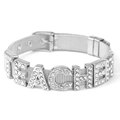 10mm silver stainless steel mesh bracelet with sparkling Teacher crystal letters - Silver Tone Teacher
