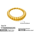 Detailed size specifications and weight of the gold ribbed stainless steel ring - US 7 / Croissant Ribbed Style (Y196) / Gold