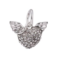 Elegant heart pendant with silver wings and micro-pave zirconia charms for DIY bracelets - Pave Wing Heart Dangle (#8)