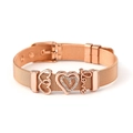 Rose gold mesh bracelet with heart charms and Love letter engraving for women - Rose Gold Love