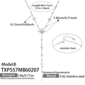 Silberne Y-Halskette aus Edelstahl mit Sternanhängern und feinen Perlendetails - Silberne Y-förmige Stern-Halskette (TXP557-B)