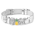 Silver mesh bracelet with summer charms including pineapple, palm tree and camera - Silver Summer Theme