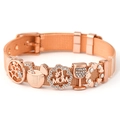 Rose gold stainless steel mesh bracelet with star beads and #1 MOM pendant - Rose Gold MOM