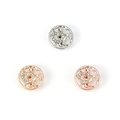 Ciondoli a cuore vuoto con strass in argento e oro rosa per bracciali da 10mm - Stile Cuori Sovrapposti Svuotato / Oro rosa