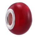 Macro shot of polished vibrant red cat eye bead with silver core for DIY jewelry - Dark Red