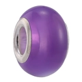 Macro shot of dark purple opal-like bead with silver metal core for DIY bracelets - Purple