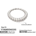 Silver stainless steel twisted ring size 7 with waterproof and hypoallergenic finish - US 7 / Croissant Ribbed Style (Y196) / Steel