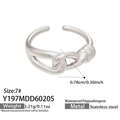 Silver knot hollow stainless steel open ring with waterproof and hypoallergenic features - US 7 / Knot Entwined Style (Y197) / Steel