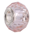 Close-up of pink faceted crystal bead with a large silver core for DIY jewelry making - Single Large Hole Faceted Bead / Light Pink