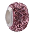 Detailed macro view of a pink crystal pave ball bead with silver metallic core - Pink